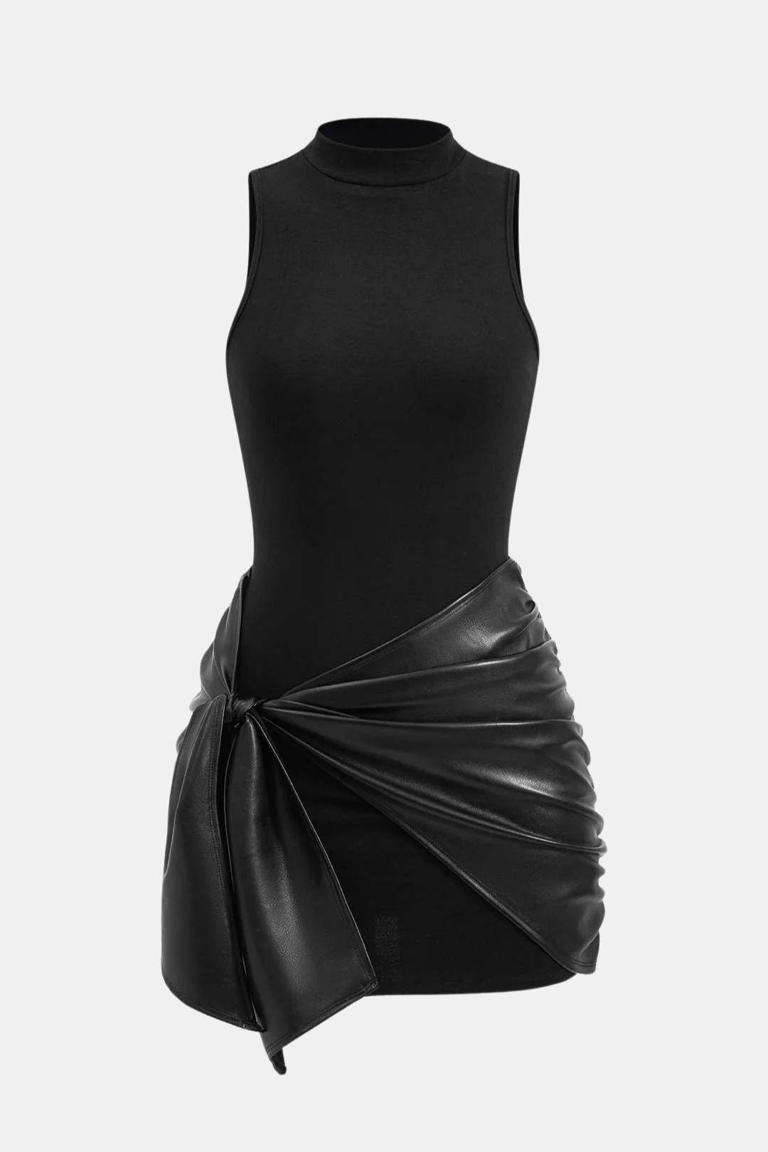 Melissa | Women's Tie Front High Neck Sleeveless Mini Dress