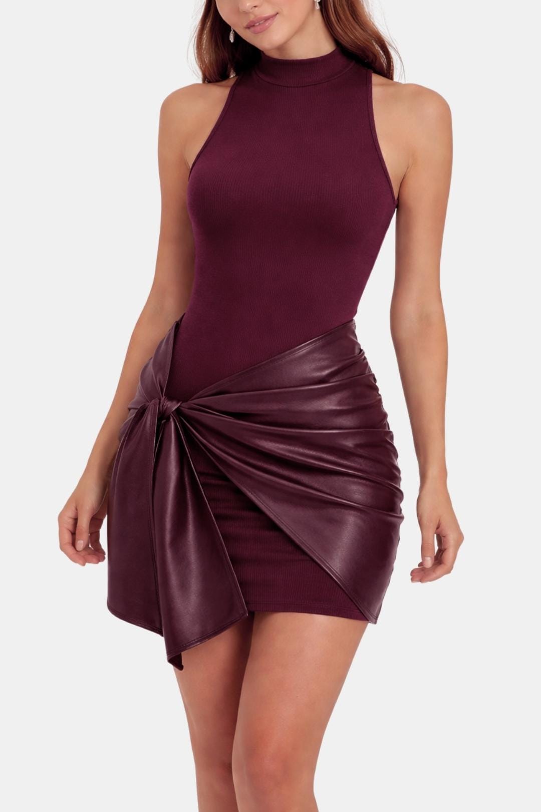Melissa | Women's Tie Front High Neck Sleeveless Mini Dress