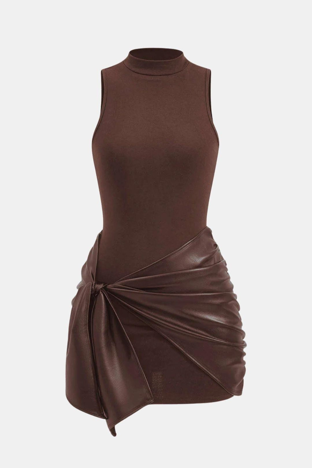 Melissa | Women's Tie Front High Neck Sleeveless Mini Dress