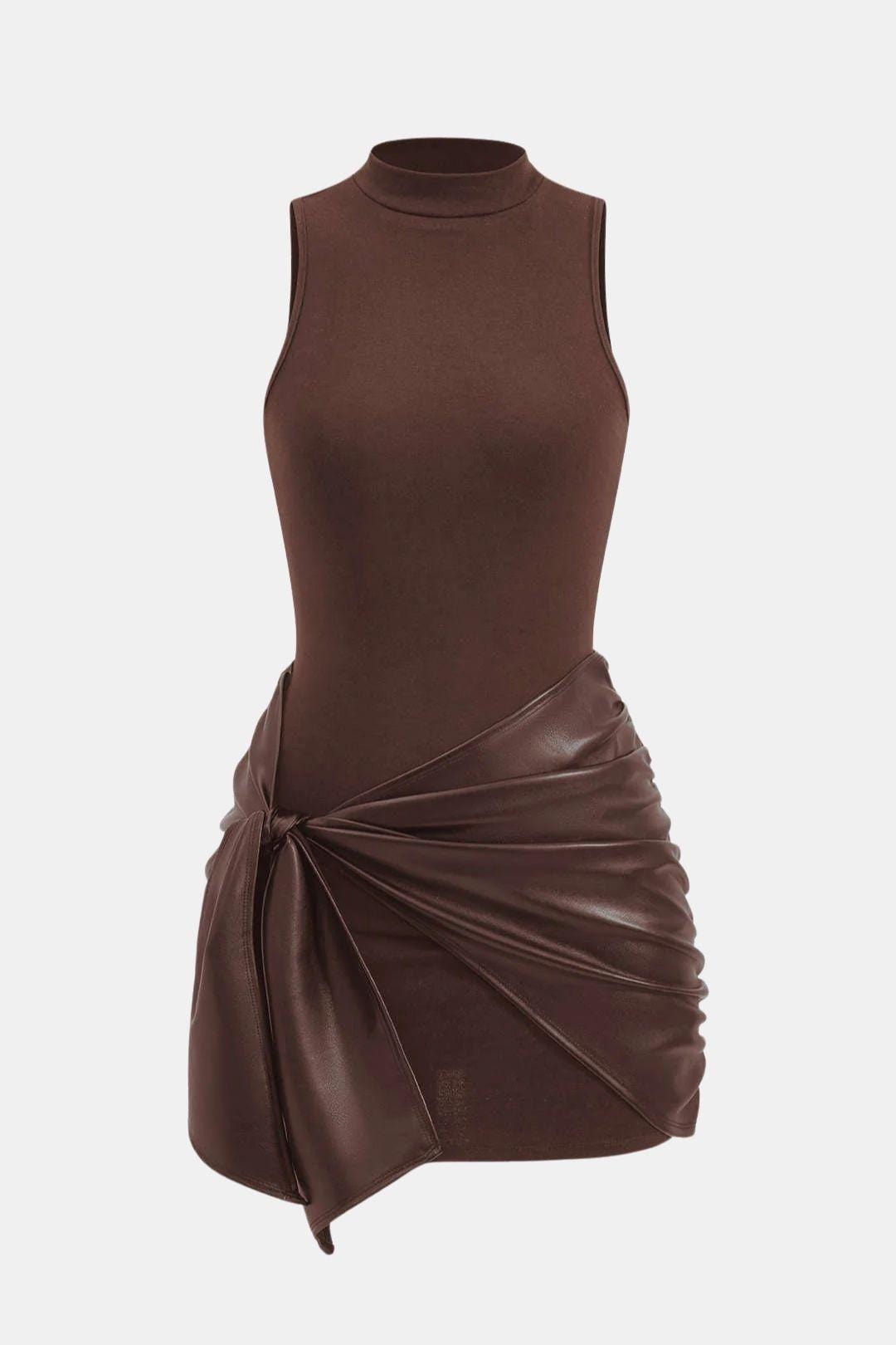 Melissa | Women's Tie Front High Neck Sleeveless Mini Dress