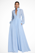 Michaela | Women's Collared Long Sleeve Button Front Maxi Dress