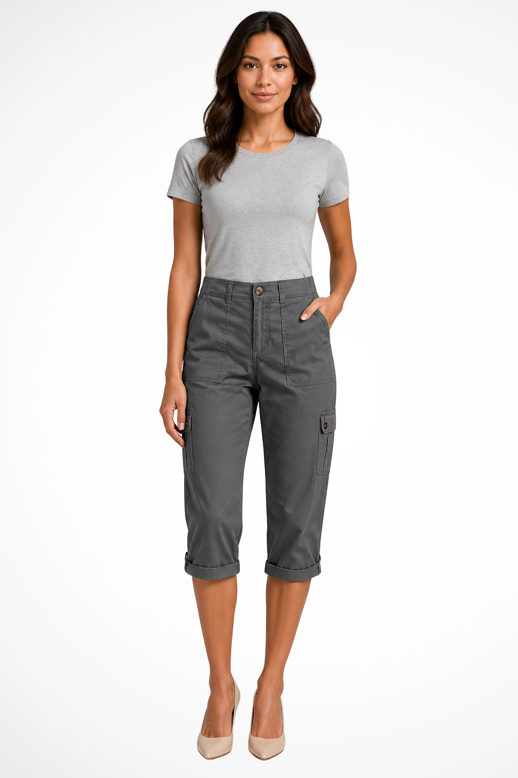 Michelle | Women's Straight Leg Pockets Cargo Utility Trousers