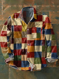 Mikaela | Men’s Pointed Button Front Checked Pattern Shirt