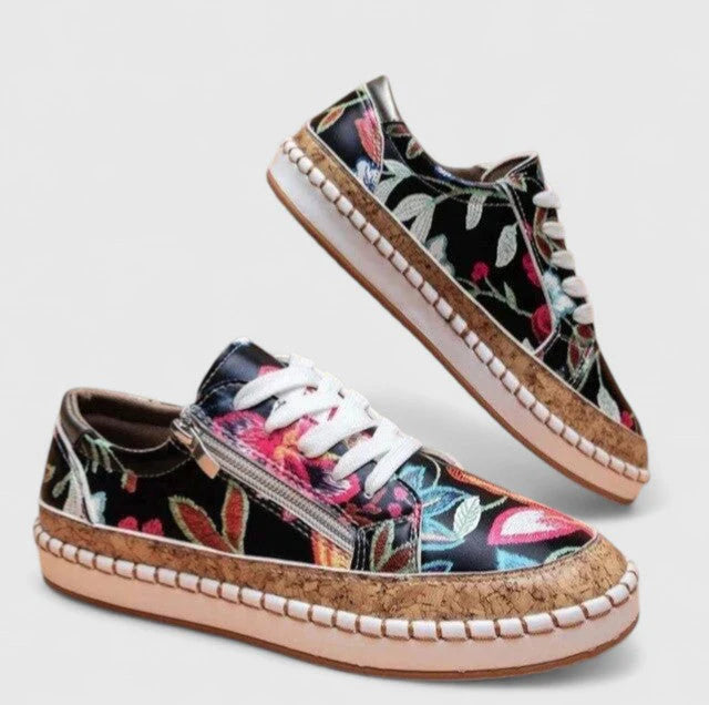 Milena | Women's Lace-Up Side Zip Round Toe Low Top Shoes
