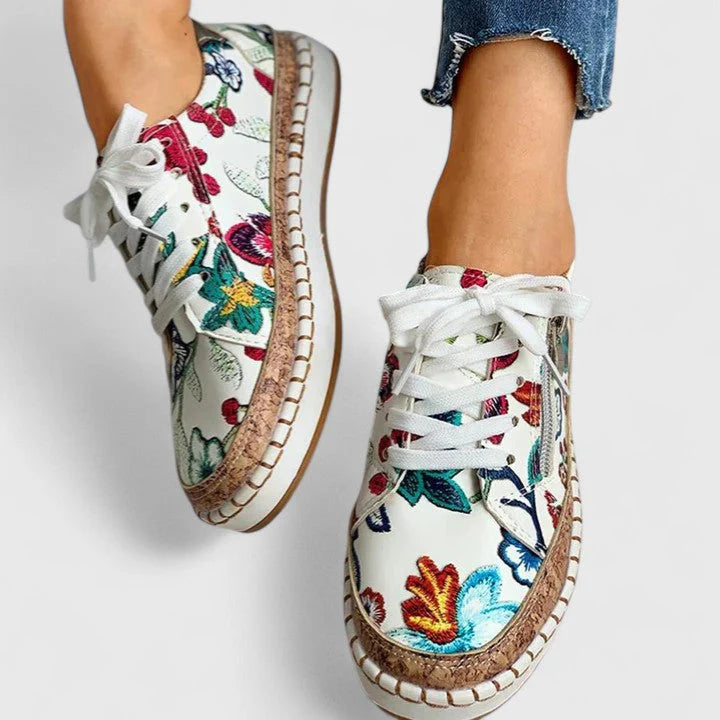 Milena | Women's Lace-Up Side Zip Round Toe Low Top Shoes