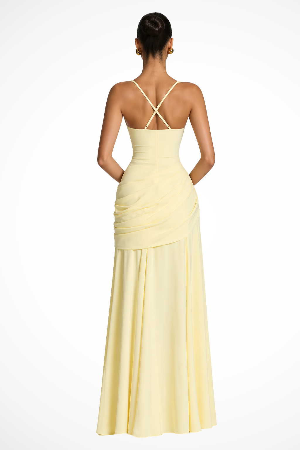 Miranda | Women's Ruched Sleeveless Square Neck Maxi Dress