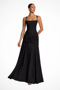 Miranda | Women's Ruched Sleeveless Square Neck Maxi Dress