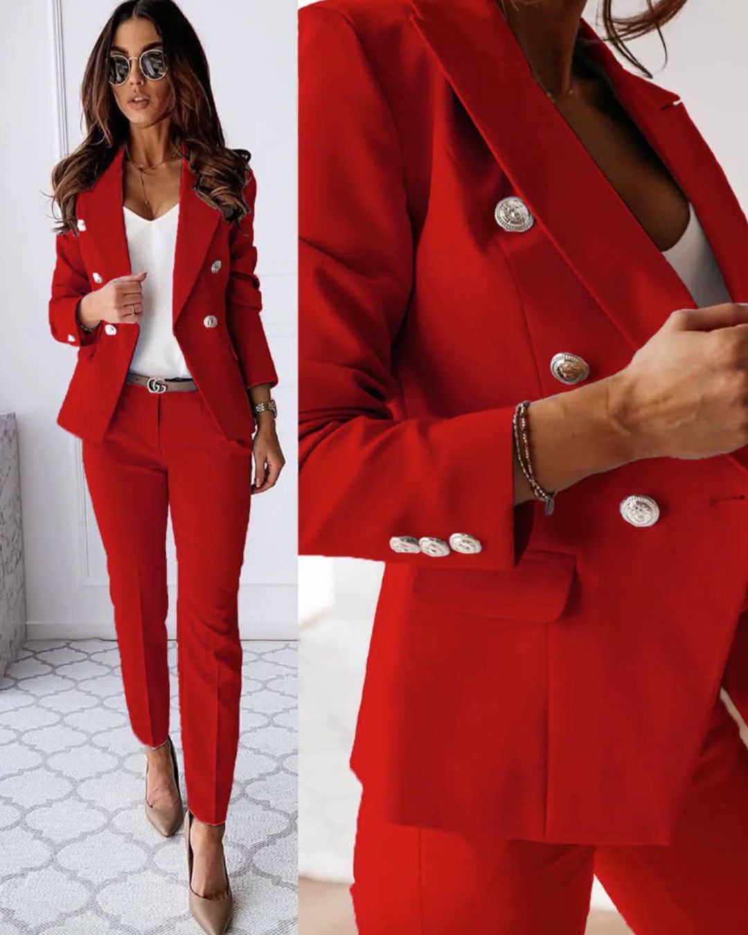 Miriam | Women's Notched Lapel Double Breasted Two Piece Suit