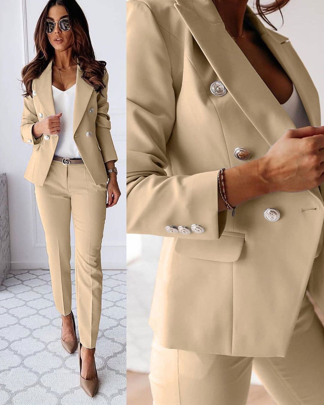 Miriam | Women's Notched Lapel Double Breasted Two Piece Suit