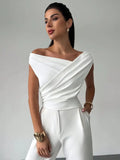 Monica | Women's Draped Asymmetric Sleeveless Blouse