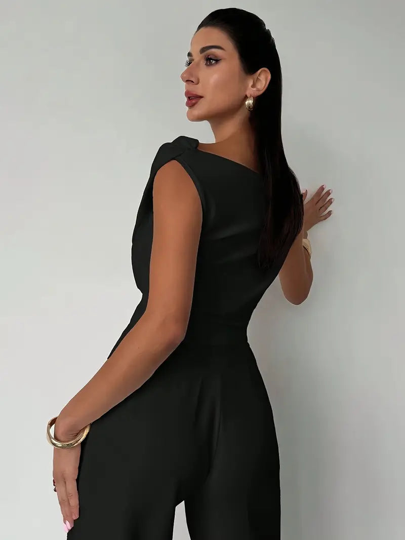 Monica | Women's Draped Asymmetric Sleeveless Blouse
