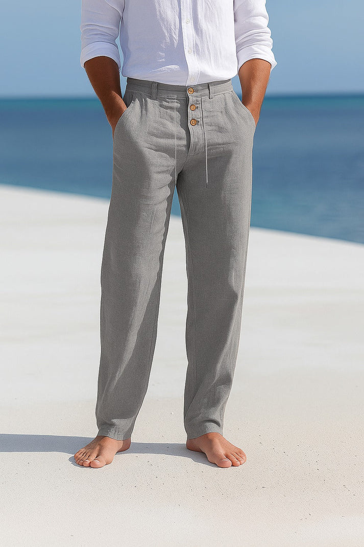 Montgomery | Men’s Button Front Drawstring Straight Leg Trousers