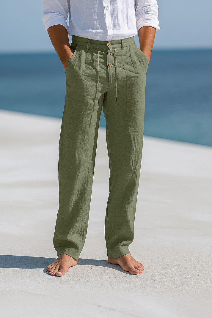 Montgomery | Men’s Button Front Drawstring Straight Leg Trousers