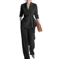Morgan | Women's V Neck Waist-Tie Wide Leg Two Piece Suit