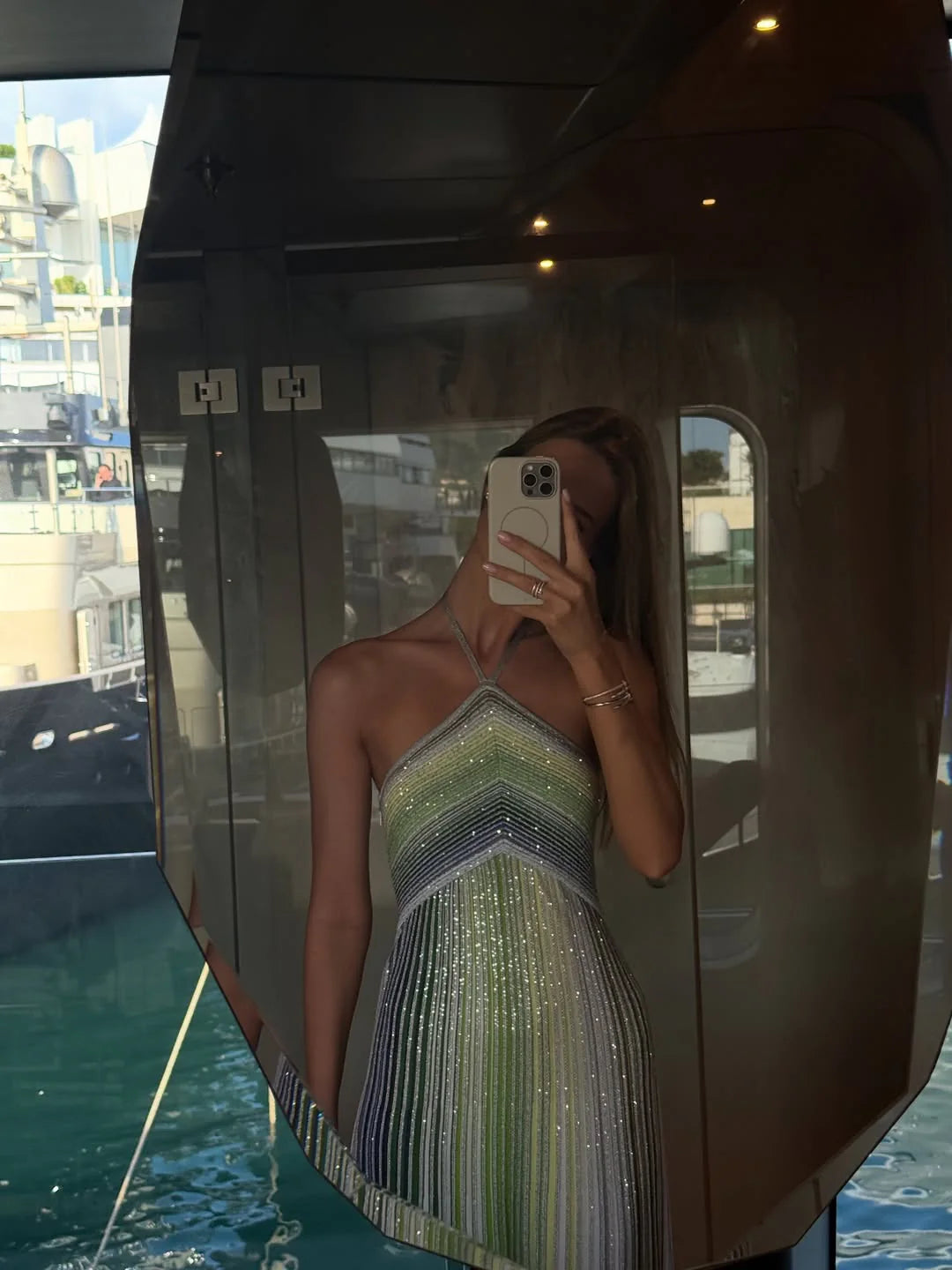Morwenna | Women’s Striped Halter Neck Backless Maxi Dress