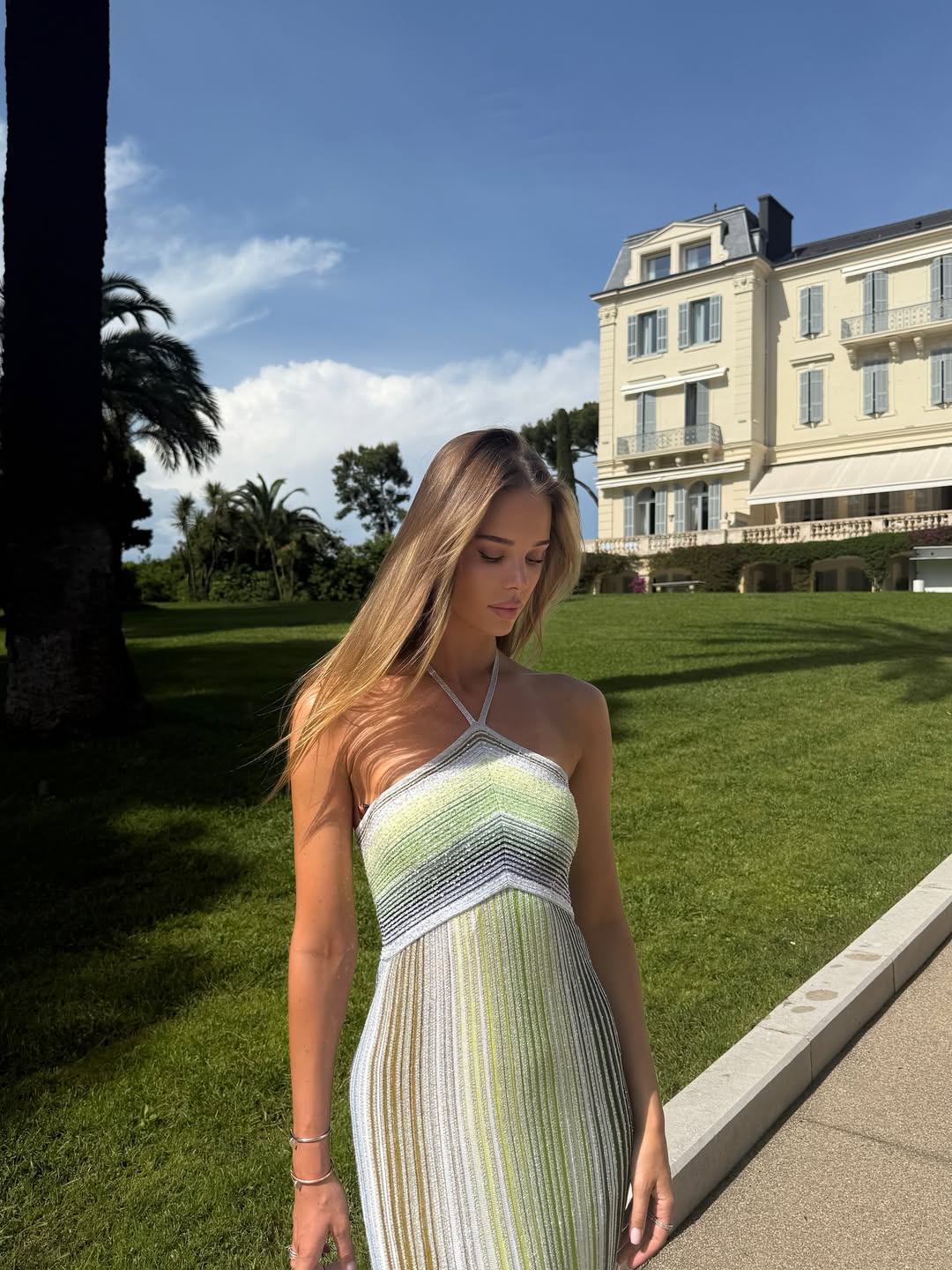 Morwenna | Women’s Striped Halter Neck Backless Maxi Dress