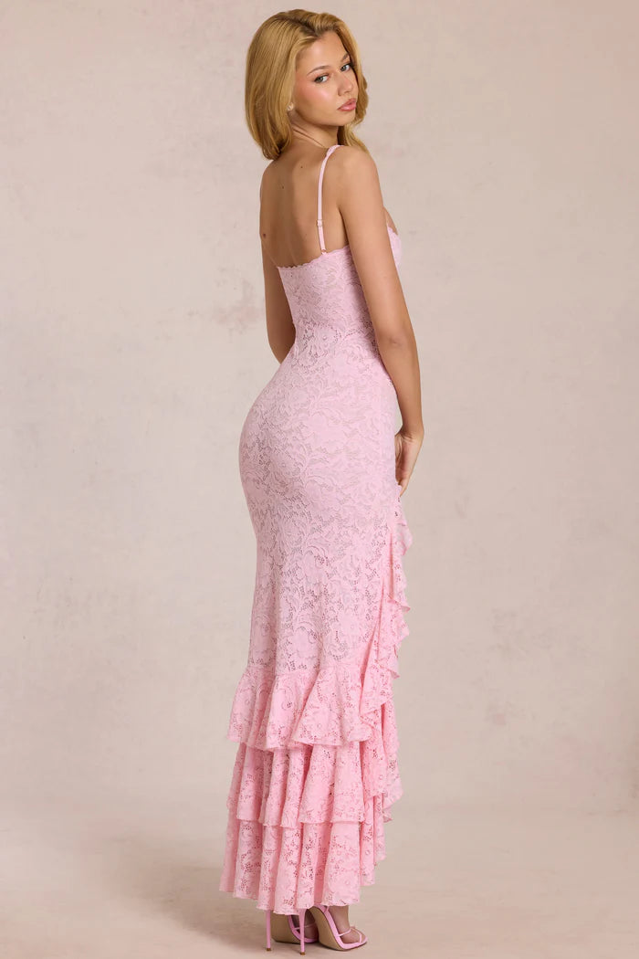 Naomi | Women's Sleeveless Square Neck Ruffled Maxi Dress