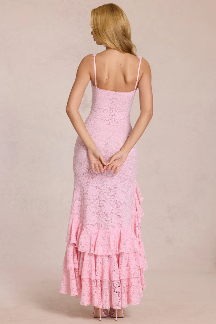 Naomi | Women's Sleeveless Square Neck Ruffled Maxi Dress