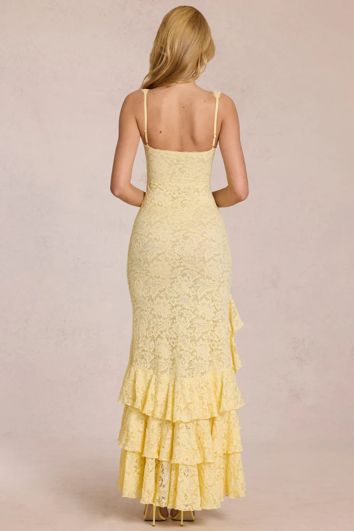 Naomi | Women's Sleeveless Square Neck Ruffled Maxi Dress