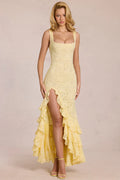 Naomi | Women's Sleeveless Square Neck Ruffled Maxi Dress