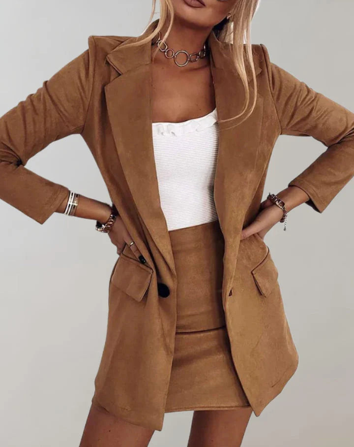 Natasha | Women's Fitted Notch Lapel Long Sleeve Two Piece Set