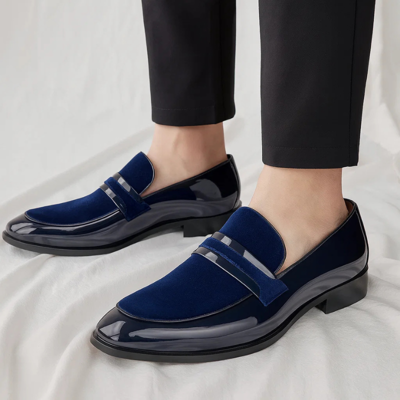 Nathaniel | Men's Glossy Slip-On Pointed Toe Dress Loafers