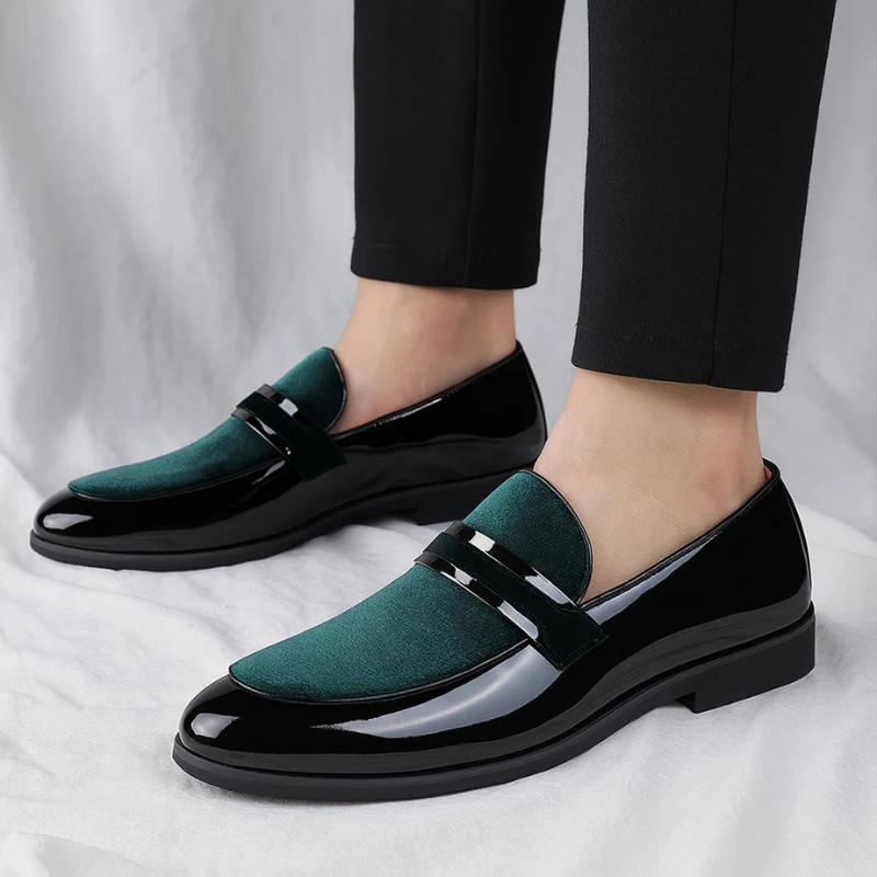 Nathaniel | Men's Glossy Slip-On Pointed Toe Dress Loafers