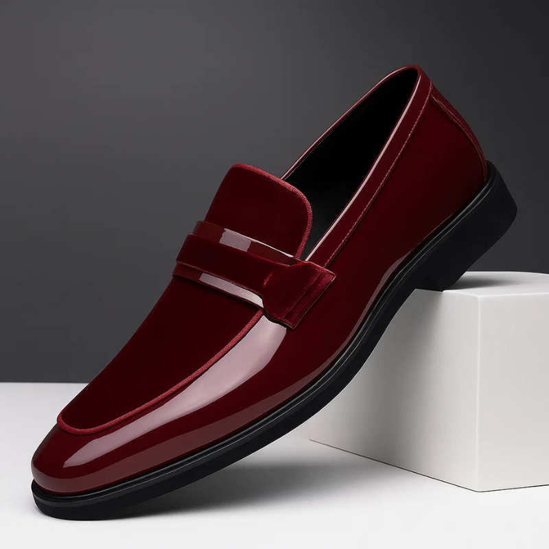 Nathaniel | Men's Glossy Slip-On Pointed Toe Dress Loafers