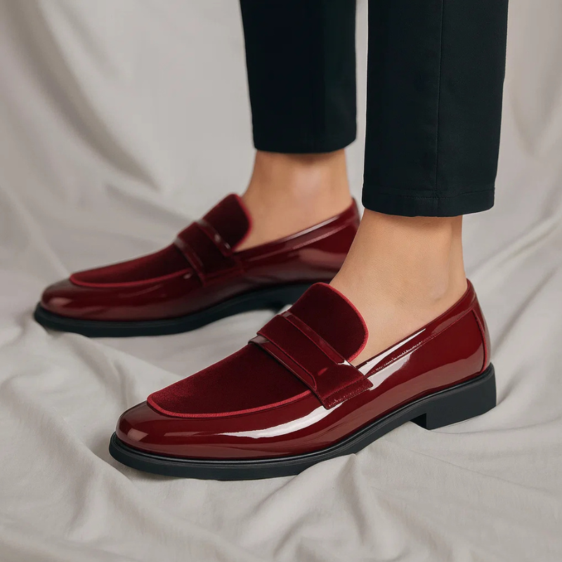 Nathaniel | Men's Glossy Slip-On Pointed Toe Dress Loafers