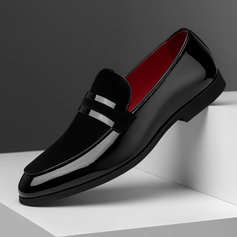 Nathaniel | Men's Glossy Slip-On Pointed Toe Dress Loafers