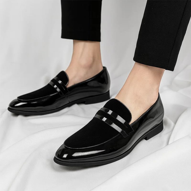 Nathaniel | Men's Glossy Slip-On Pointed Toe Dress Loafers