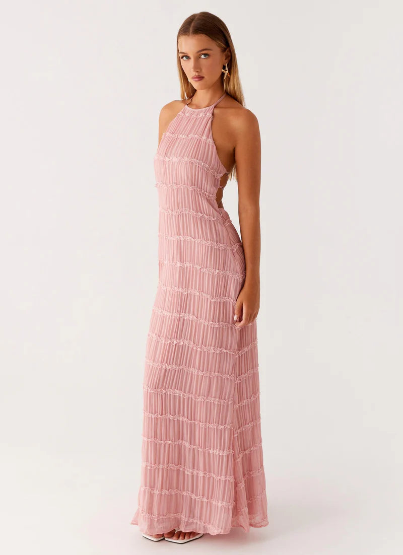 Nicola | Women's Pleated Halter Neck Sleeveless Wedding Guest Dress