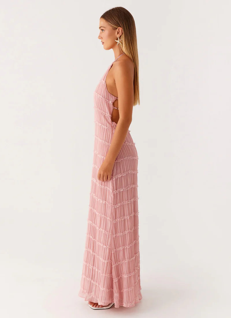 Nicola | Women's Pleated Halter Neck Sleeveless Wedding Guest Dress