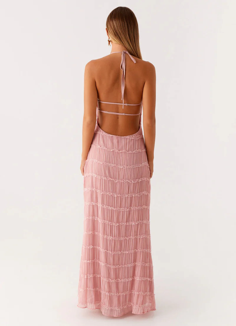 Nicola | Women's Pleated Halter Neck Sleeveless Wedding Guest Dress