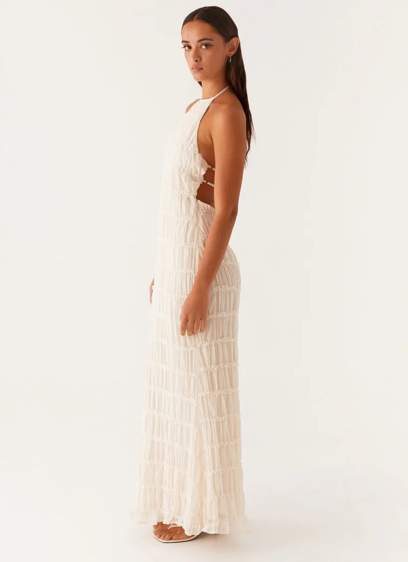 Nicola | Women's Pleated Halter Neck Sleeveless Wedding Guest Dress