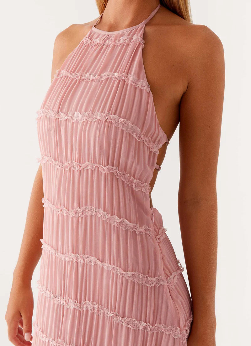 Nicola | Women's Pleated Halter Neck Sleeveless Wedding Guest Dress