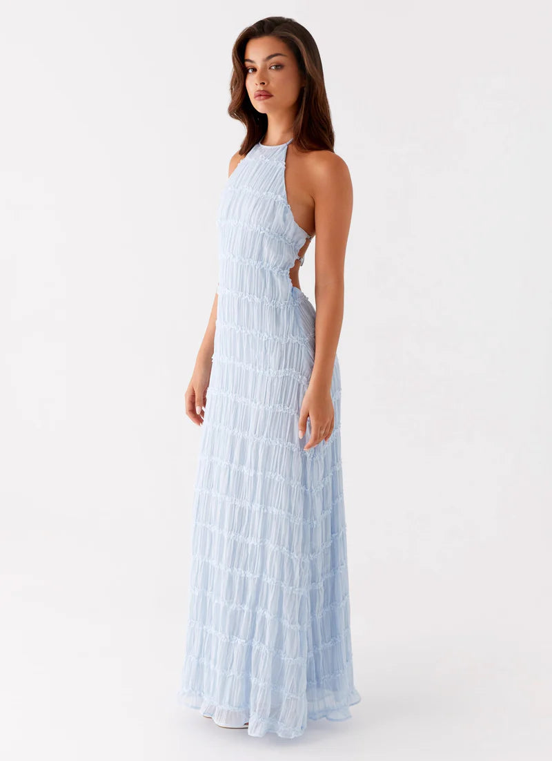 Nicola | Women's Pleated Halter Neck Sleeveless Wedding Guest Dress