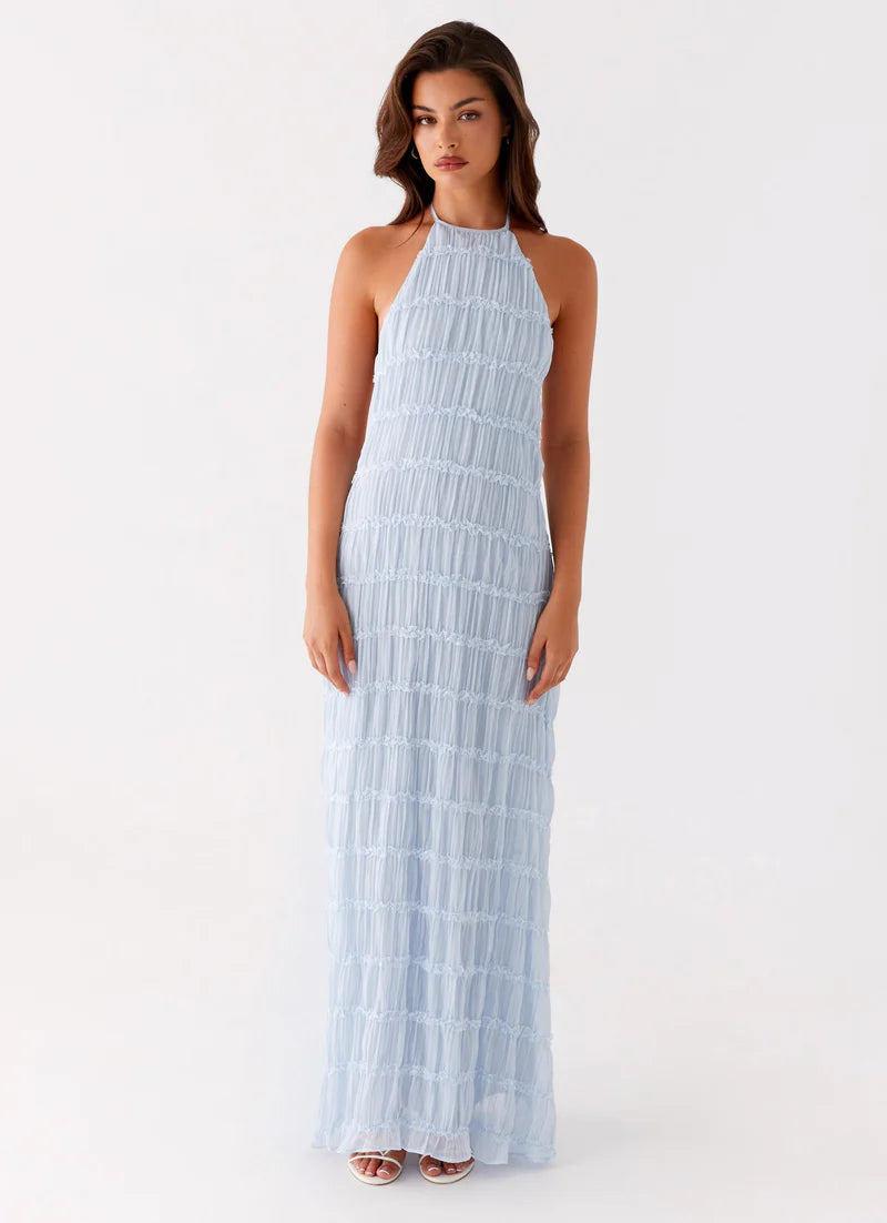 Nicola | Women's Pleated Halter Neck Sleeveless Wedding Guest Dress