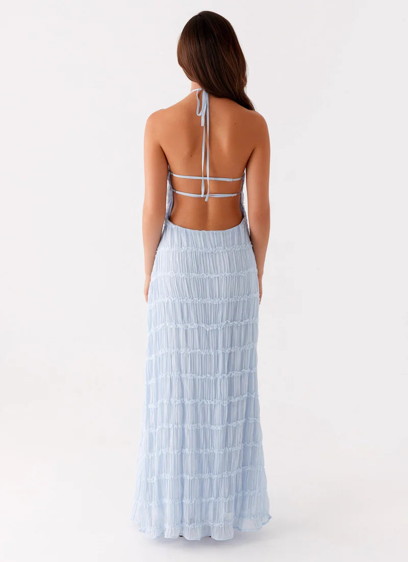 Nicola | Women's Pleated Halter Neck Sleeveless Wedding Guest Dress