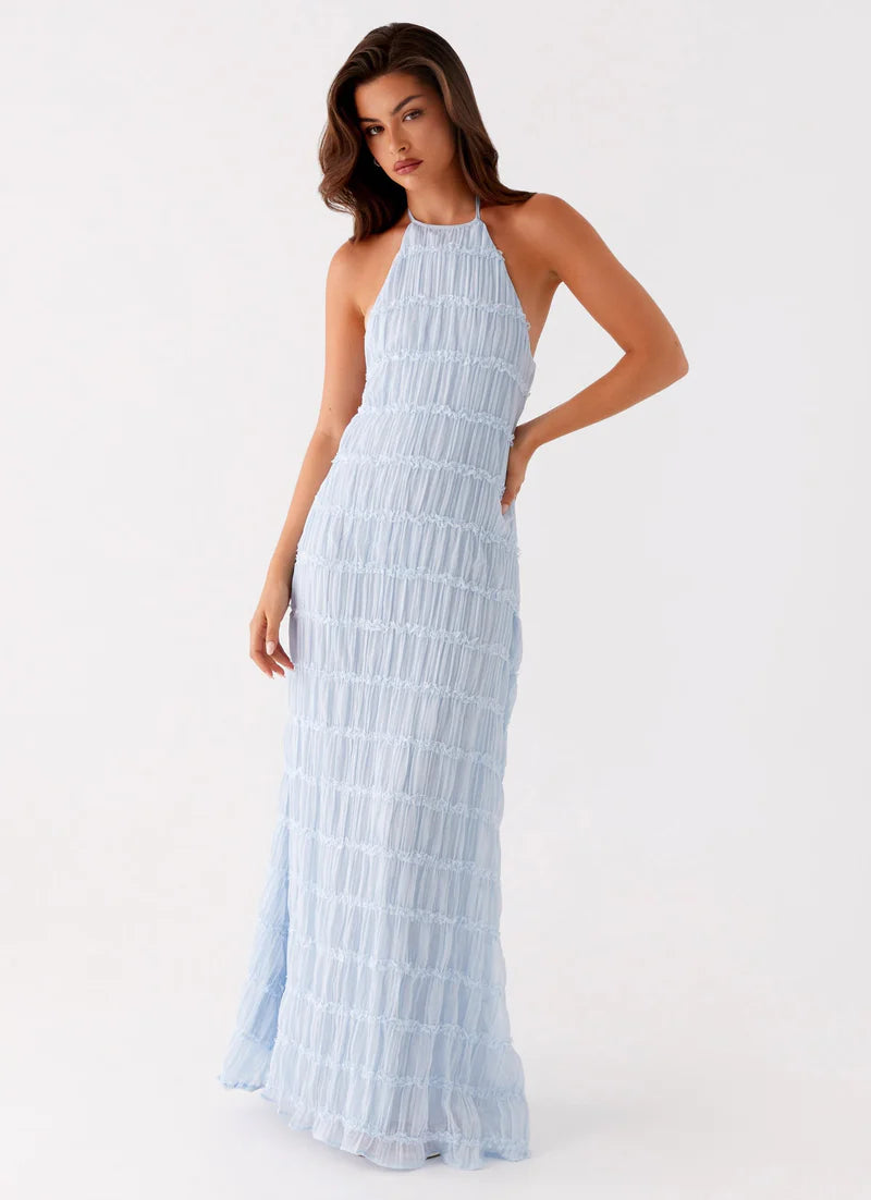 Nicola | Women's Pleated Halter Neck Sleeveless Wedding Guest Dress