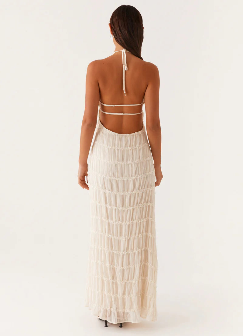 Nicola | Women's Pleated Halter Neck Sleeveless Wedding Guest Dress