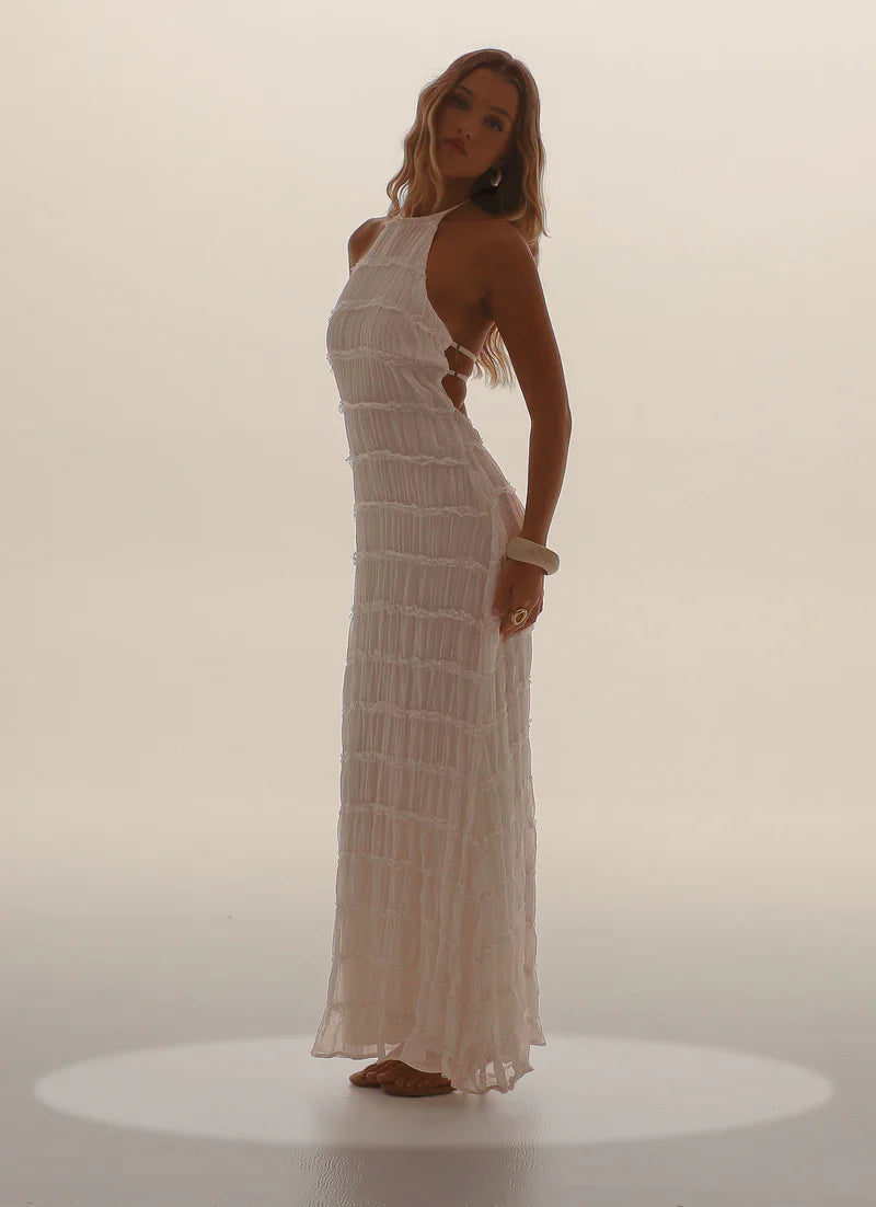 Nicola | Women's Pleated Halter Neck Sleeveless Wedding Guest Dress