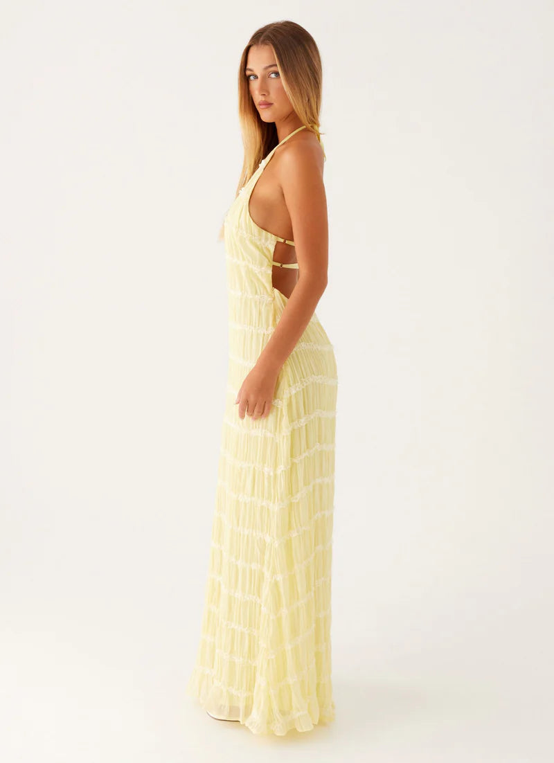 Nicola | Women's Pleated Halter Neck Sleeveless Wedding Guest Dress