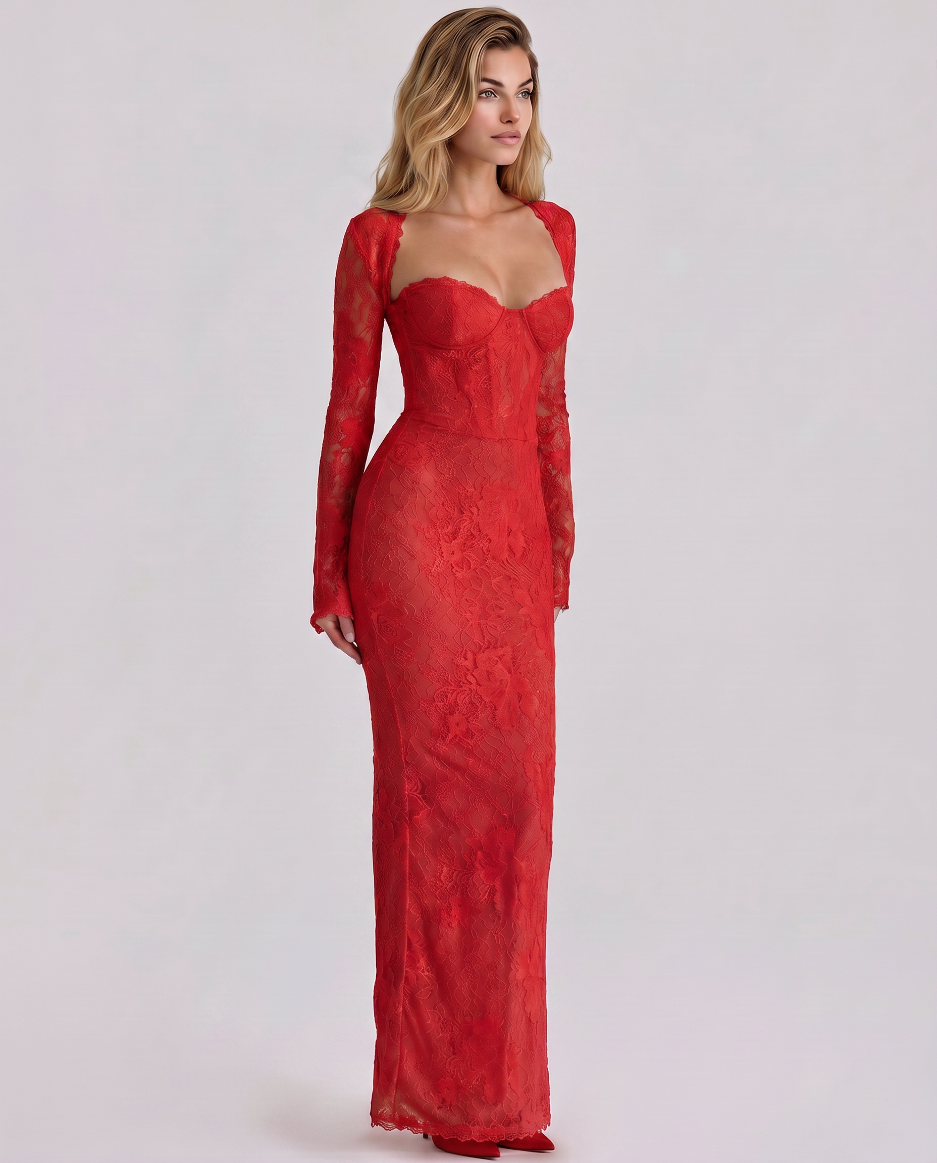 Noelle | Women's Fitted Long Sleeve Wedding Guest Dress