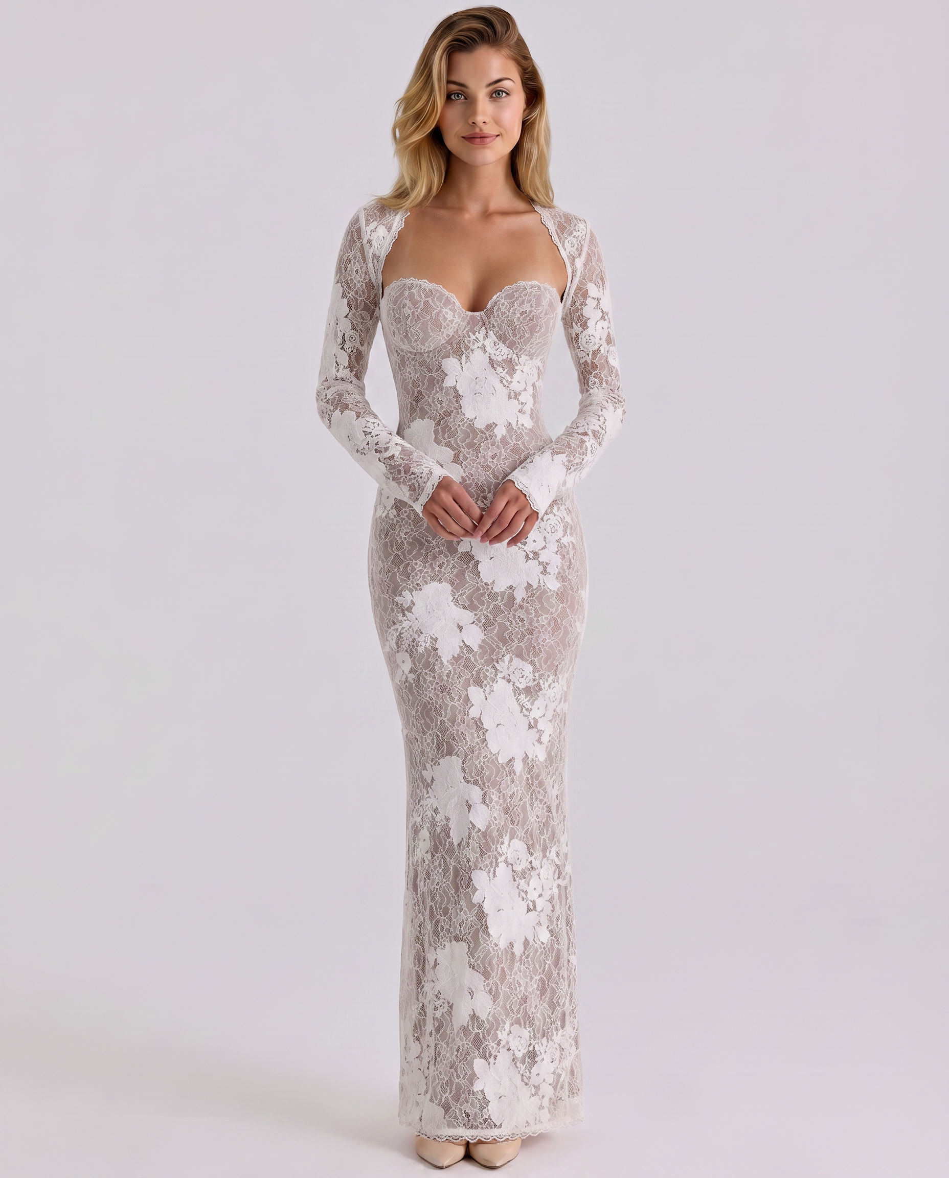 Noelle | Women's Fitted Long Sleeve Wedding Guest Dress