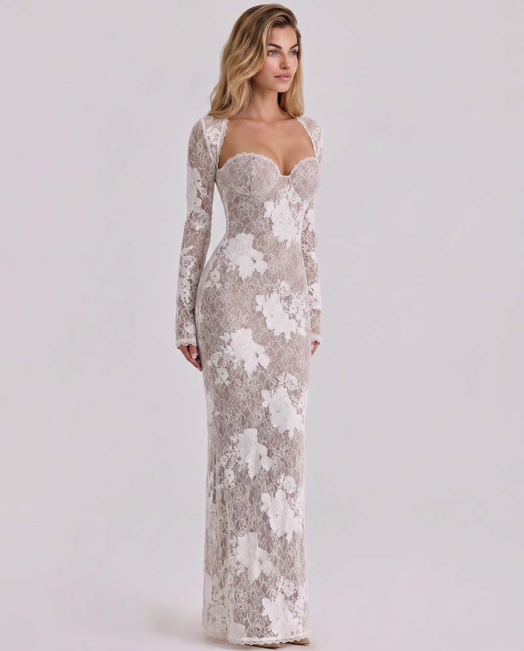 Noelle | Women's Fitted Long Sleeve Wedding Guest Dress