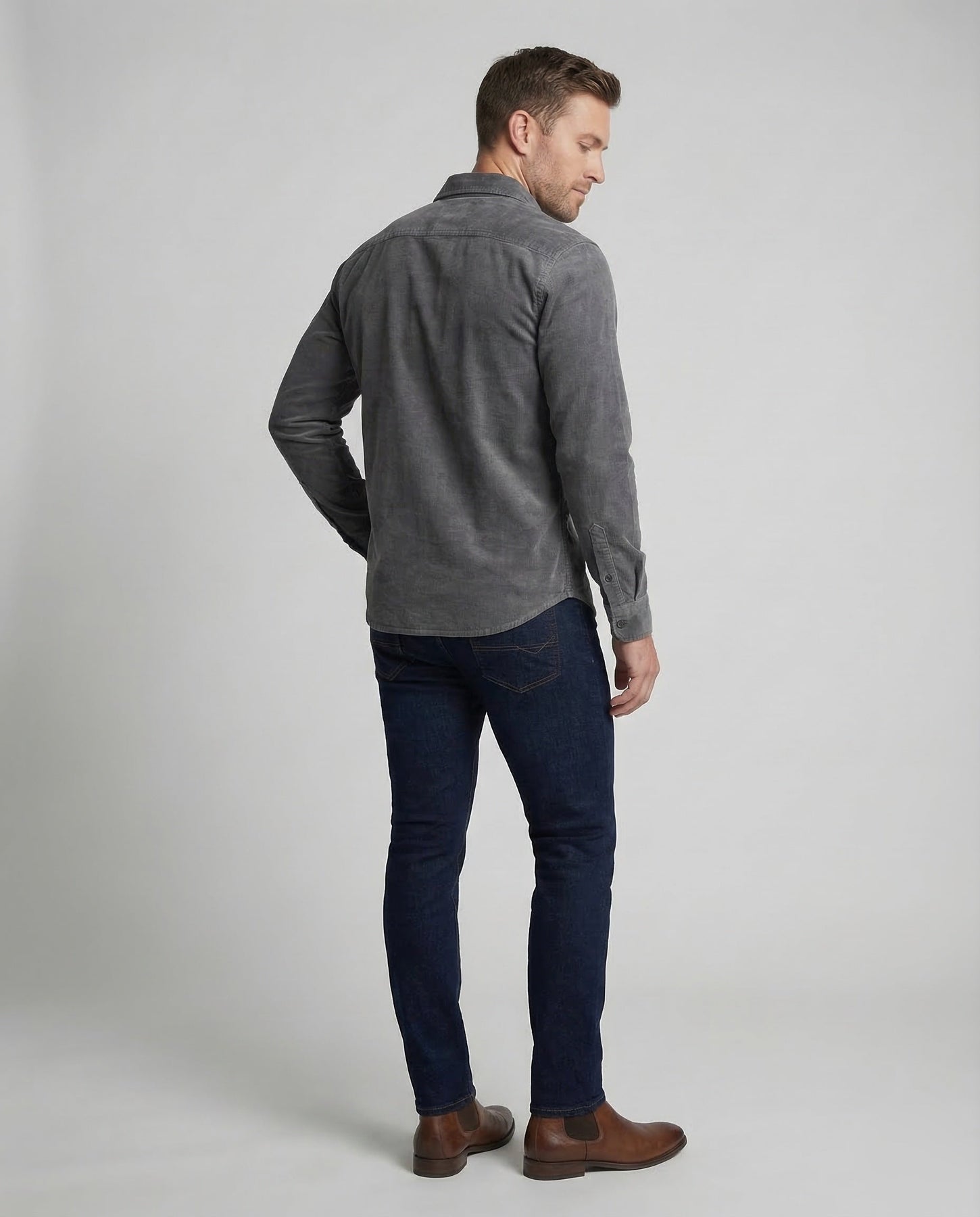 Norman | Men's Collared Long Sleeve Pocket Dress Shirt