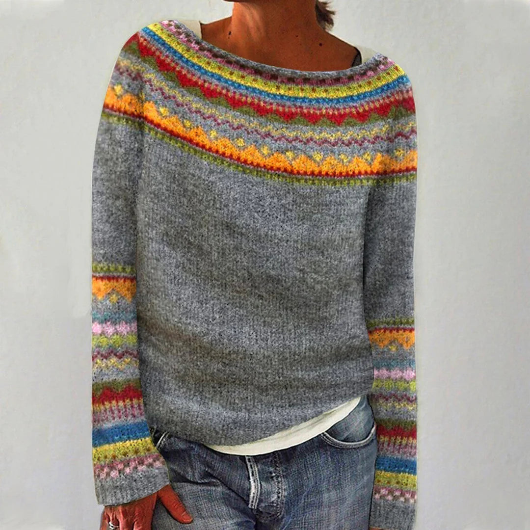 Nuala | Women’s Patterned Long Sleeve Round Neck Sweater