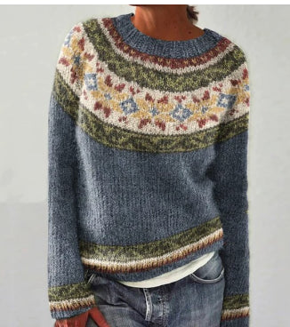 Nuala | Women’s Patterned Long Sleeve Round Neck Sweater