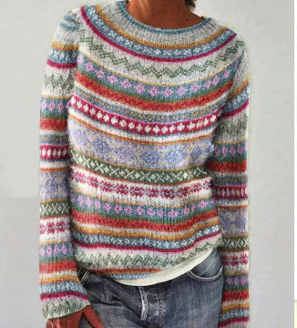 Nuala | Women’s Patterned Long Sleeve Round Neck Sweater